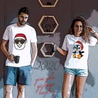 Sevimli Noel Baba Yılbaşı Sevgili Kıyafeti Tişört Kombini