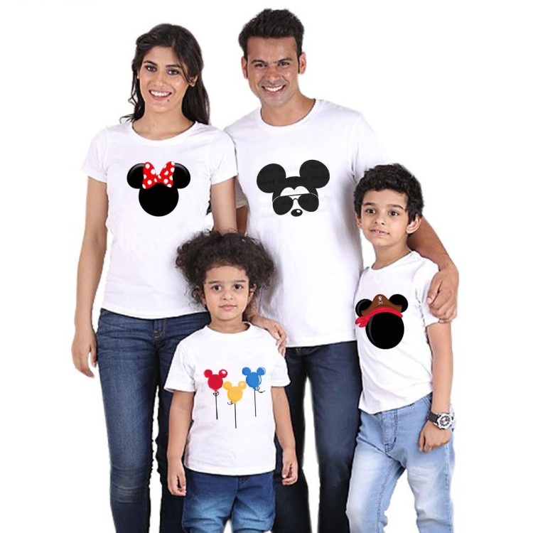 4'lü Sevimli Aile Tişört Kombini