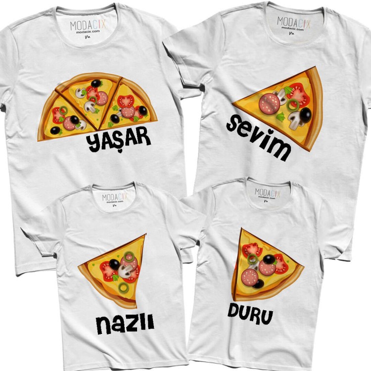4'lü Pizza Aile Tişört Kombini