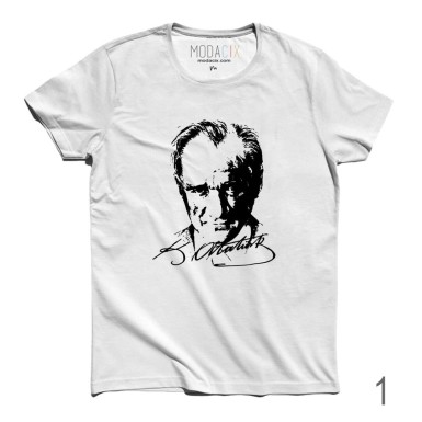 Atatürk Baskılı İmzalı Tişört  ( 3 farklı model )