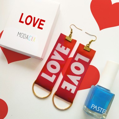 Love Romantik Kirmizi Bez Küpe