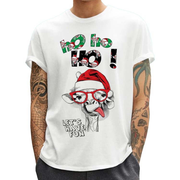 Eğlenceli Erkek Yılbaşı Kıyafeti - Ho ho ho Let's Have Fan Tişört
