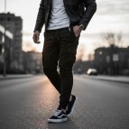 Slimfit Gabardin Jogger - Bel ve Paça Lastikli, Likralı, Siyah-5