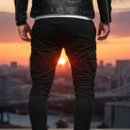 Slimfit Gabardin Jogger - Bel ve Paça Lastikli, Likralı, Siyah-3