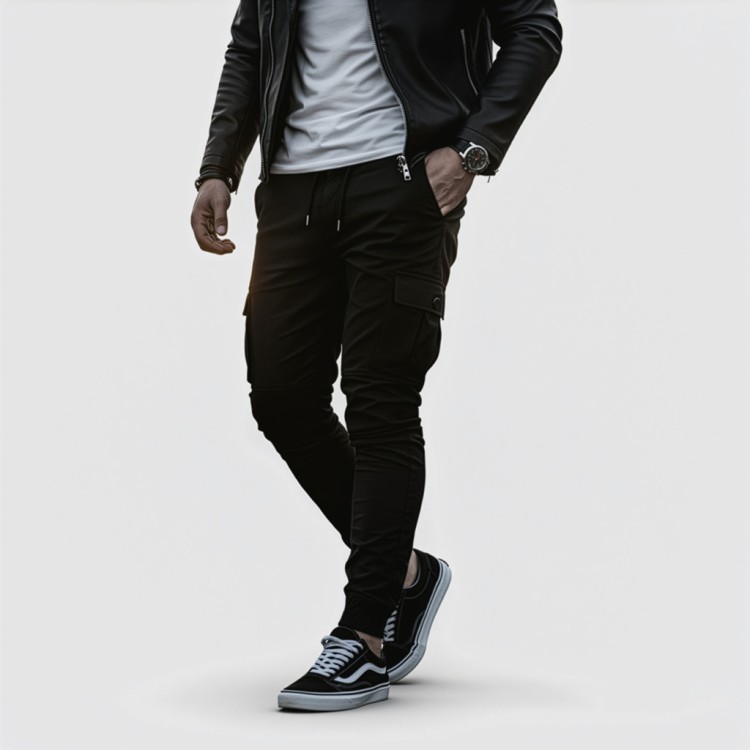 Slimfit Gabardin Jogger - Bel ve Paça Lastikli, Likralı, Siyah