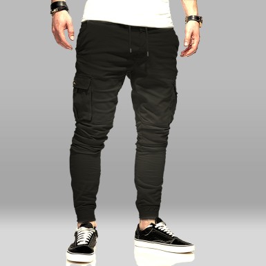 Kışlık Slimfit Gabardin Jogger - Bel ve Paça Lastikli, Likralı, Siyah