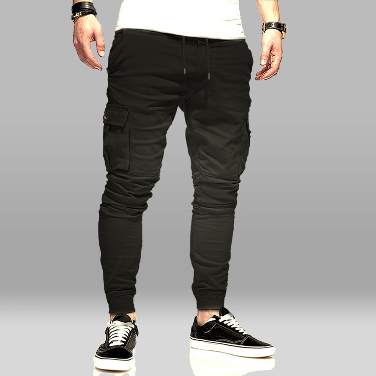 Kışlık Slimfit Gabardin Jogger - Bel ve Paça Lastikli, Likralı, Siyah
