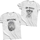 King Queen Aslan Baskılı Çift Sevgili Tişörtleri