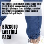 Kot Kargo Pantolon - Likralı, Mavi, Paça ve Bel Lastikli, Fermuarlı, Regular