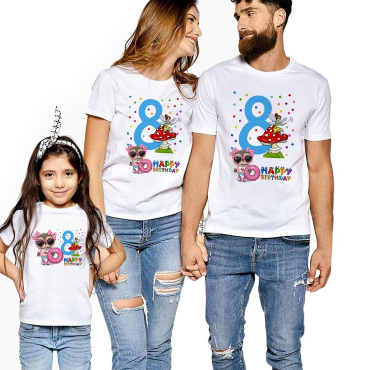 Her Yaş Anne Baba Kız Çocuk Doğum Günü Aile Tişört Kombini