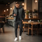 Slimfit Siyah Erkek Şişme Yelek-3