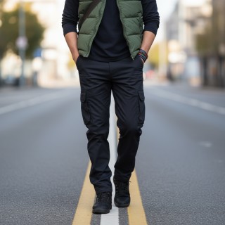 Kışlık Siyah Kargo Pantolon - Düz Paça