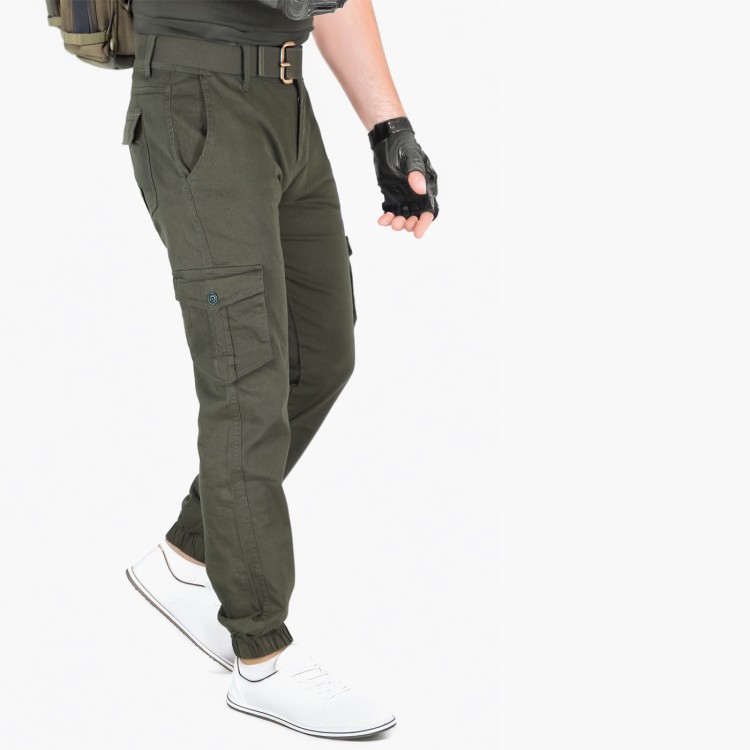 Kışlık Regular Gabardin Haki Kargo - Likralı, Paçası Lastikli