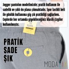 Jogger Pantolon - Gri Erkek Yürüyüş Pantolonu - Beli Lastikli Likralı Kumaş