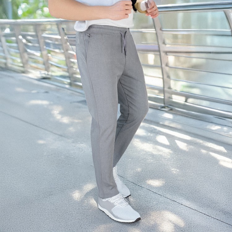 Jogger Pantolon - Gri Erkek Yürüyüş Pantolonu - Beli Lastikli Likralı Kumaş
