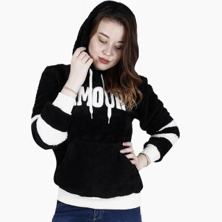 Spor Bayan Sweatshirt - Siyah - Peluş