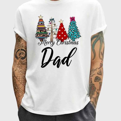 Baba İçin Yılbaşı Kıyafeti Merry Christmas Dad Erkek Tişört