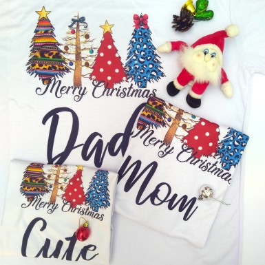 Yılbaşı Merry Christmas Aile Tişört Kombini