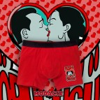 Kalpli Aşk Öpücüğü Karikatür Baskılı Romantik Boxer