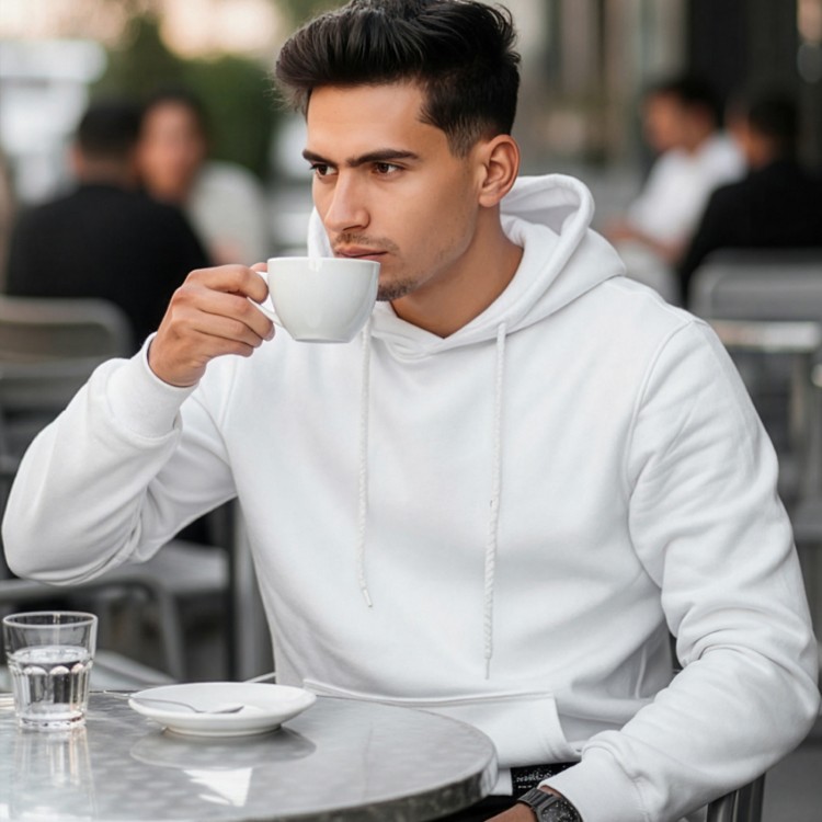 Kalın Beyaz Erkek Sweatshirt