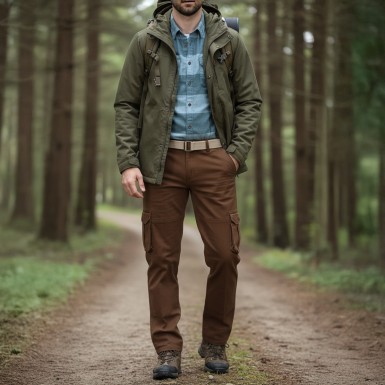 Gabardin Pantolon, Kargo, Kahverengi, Boru Paça