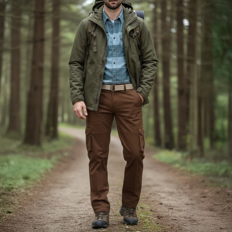 Gabardin Pantolon, Kargo, Kahverengi, Boru Paça