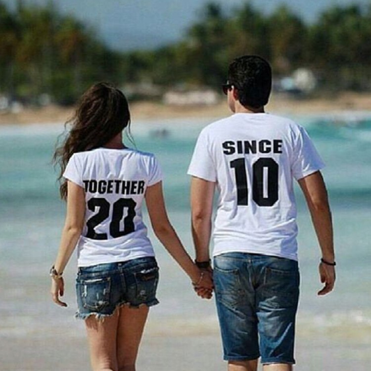 Tarih Yazılı Together Since Sevgili Tişörtleri