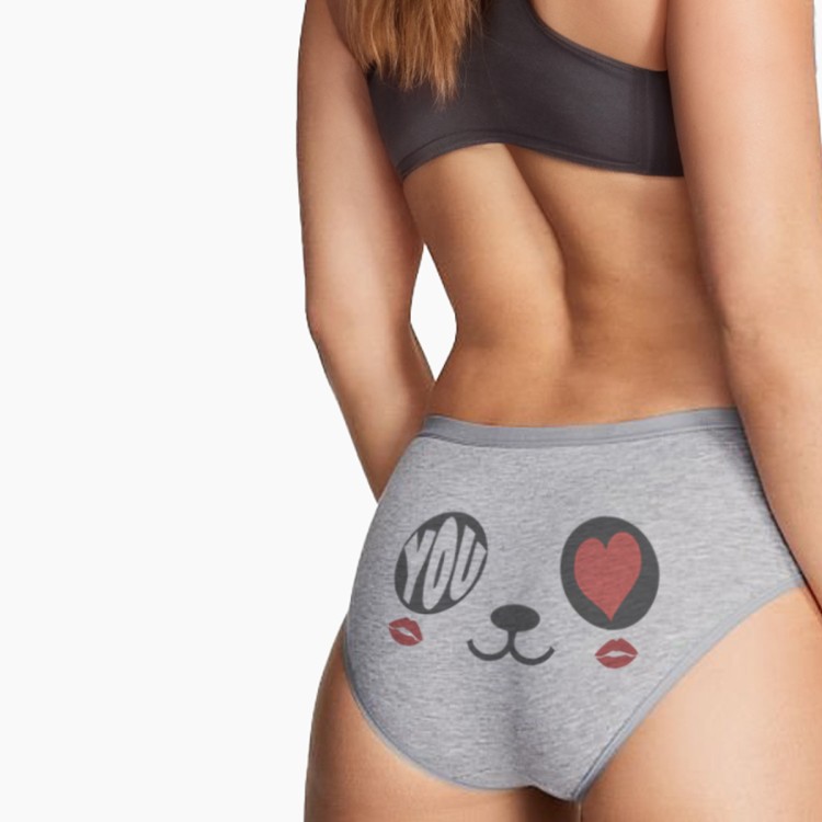 Toptan İç Giyim: Toptan Romantik Panda Baskılı Bayan Külot